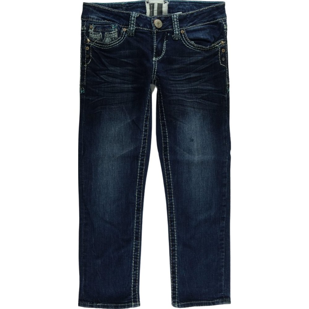 Trademark Crop Capri Jeans Juniors 1 2 26 Stretch Ultra Low Rise C467